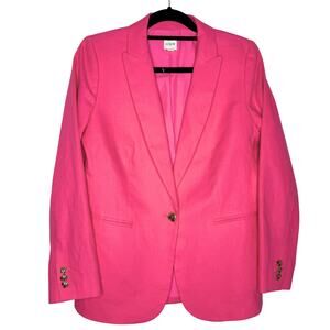 J.Crew Factory Linen Blend Long Sleeve Holland One Button Blazer Jacket 6 Pink